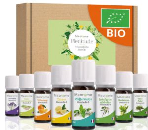 Set aus 8 Aroma-Ölen, die bei der Stressbewältigung helfen.