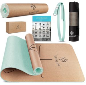 Yoga Set mit Yogamatte aus Kork, Yogablock Yogagurt und Tasche.
