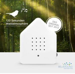 Bild eines Designobjekts Bewegungsmelder in Form eines Hauses. Stressabbau durch Naturgeräusche.
